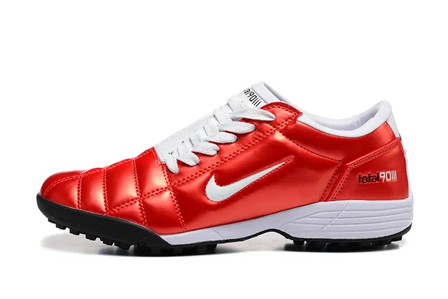 Nike Red White Glossy Synthetic Upper Quilted Panel Construction Turf Soccer Shoes 10