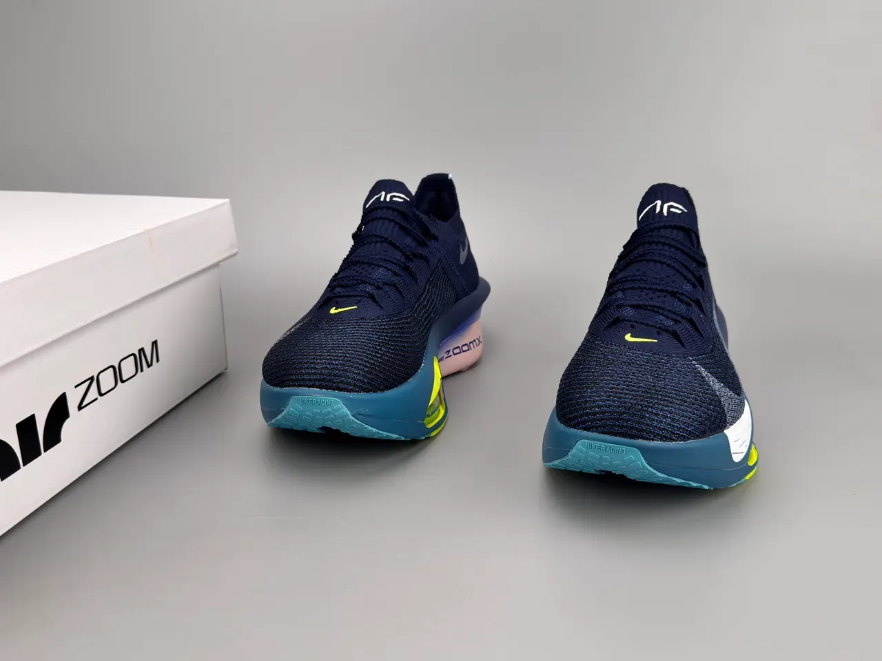 Nike Road Racing AF Navy Blue Pink Neon Yellow Running Shoes 3