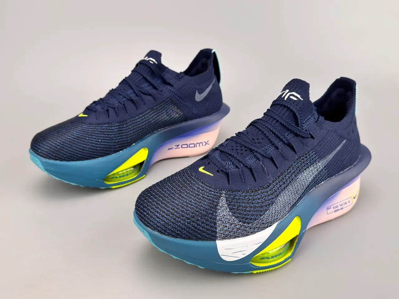 Nike Road Racing AF Navy Blue Pink Neon Yellow Running Shoes 5