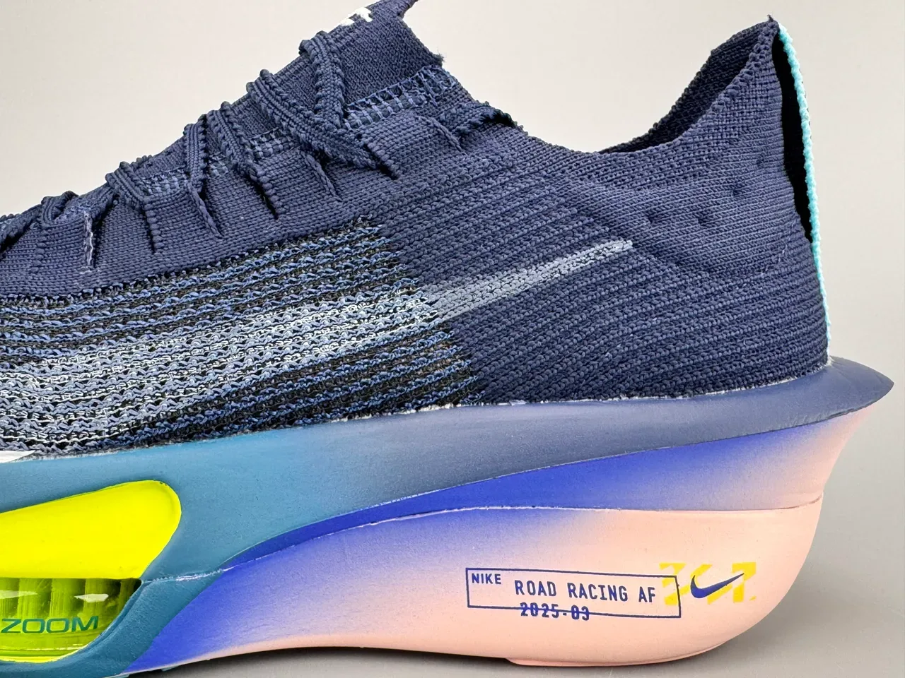 Nike Road Racing AF Navy Blue Pink Neon Yellow Running Shoes 7