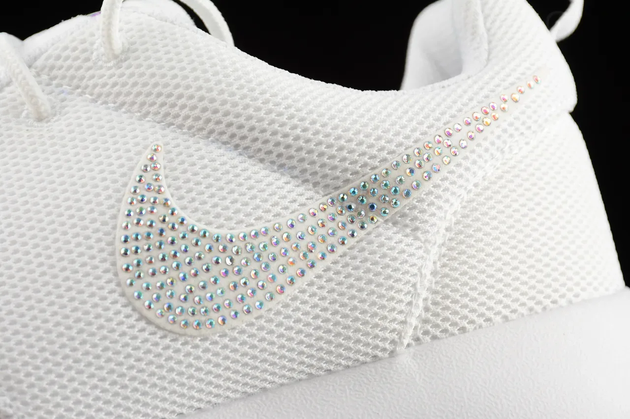 Nike Roshe Run White Crystal Swoosh Lifestyle Sneakers 5