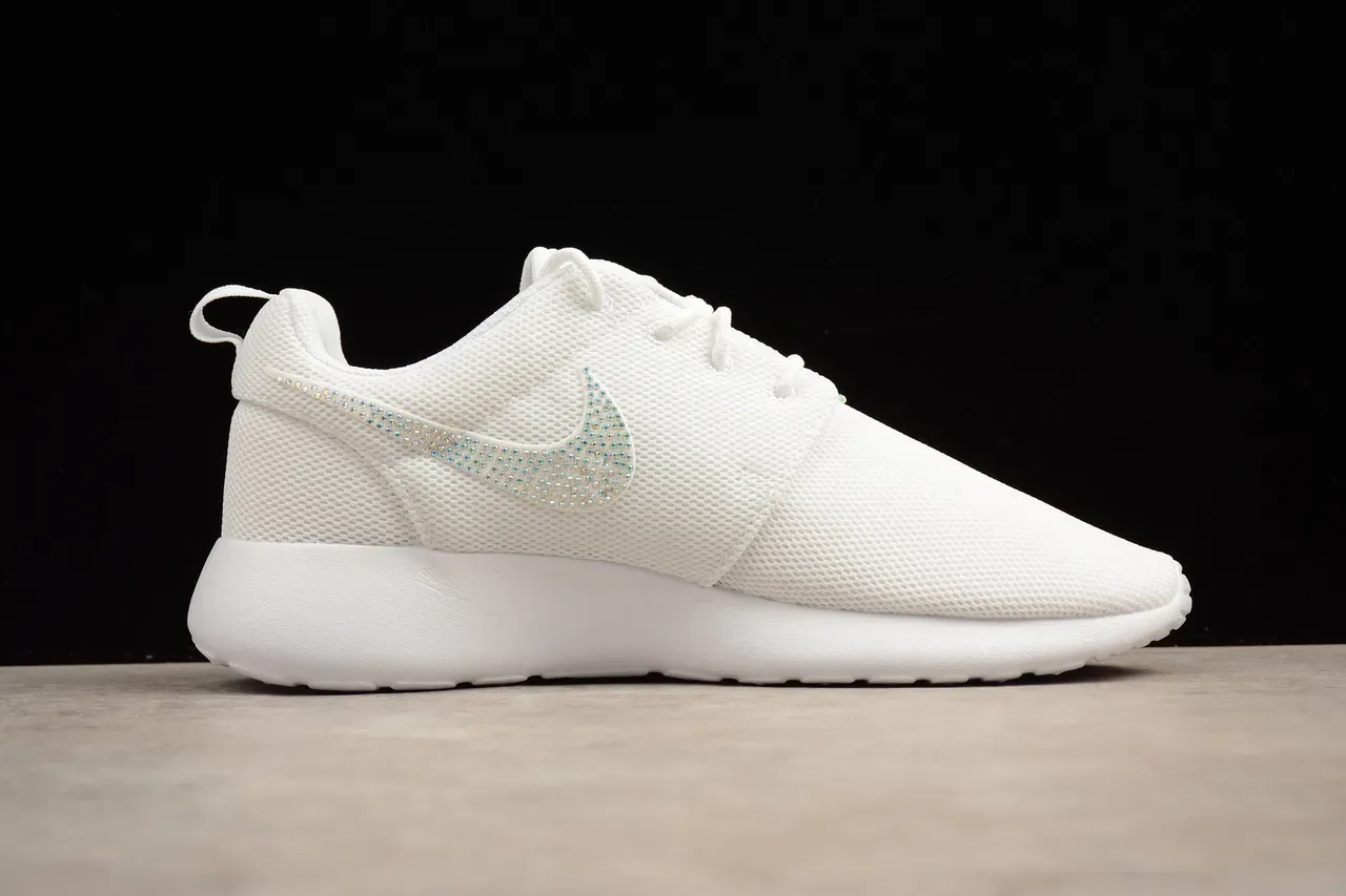 Nike Roshe Run White Crystal Swoosh Lifestyle Sneakers 12