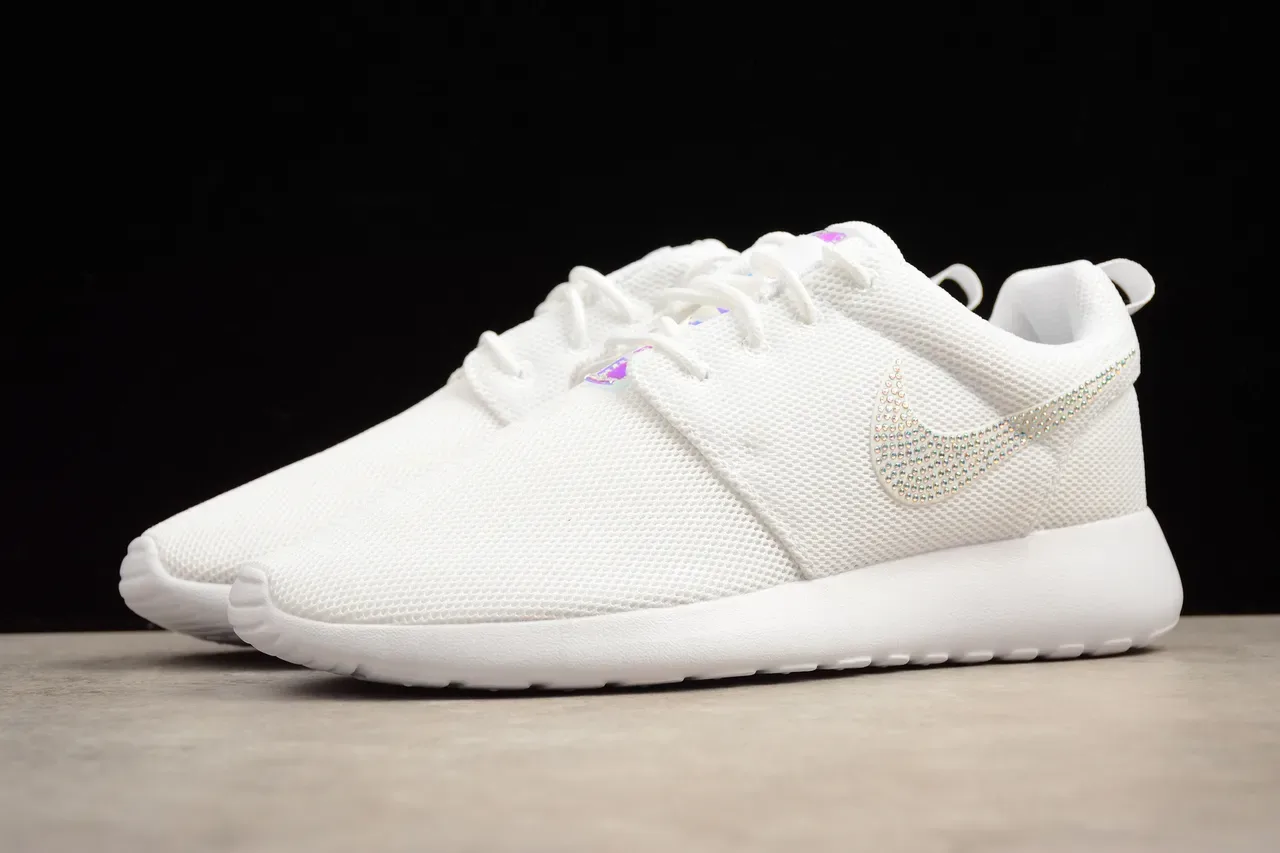 Nike Roshe Run White Crystal Swoosh Lifestyle Sneakers 13