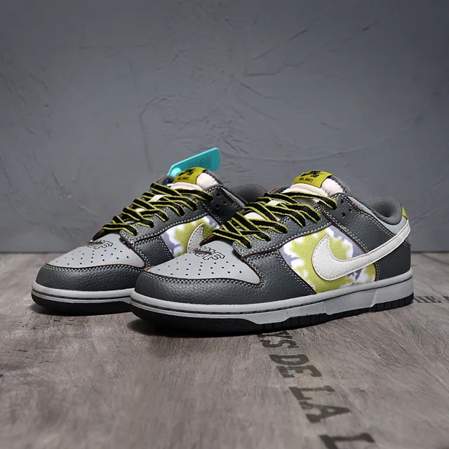 Nike SB Dunk Low Gray Lime Tie-Dye chaussures de skateboard 4