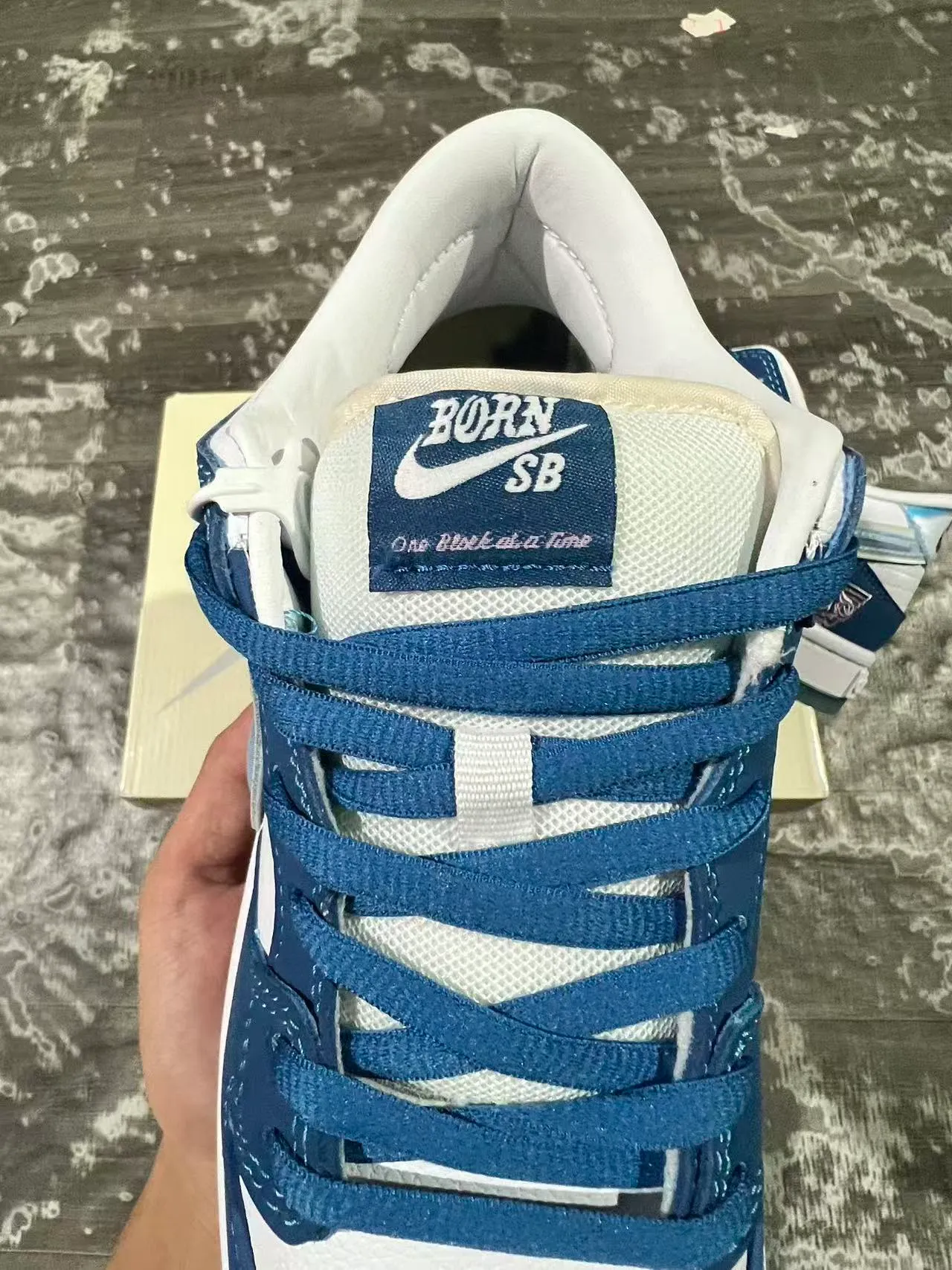 Nike SB Dunk Low Navy White Iridescent Swoosh أحذية تزلج على اللوح 6