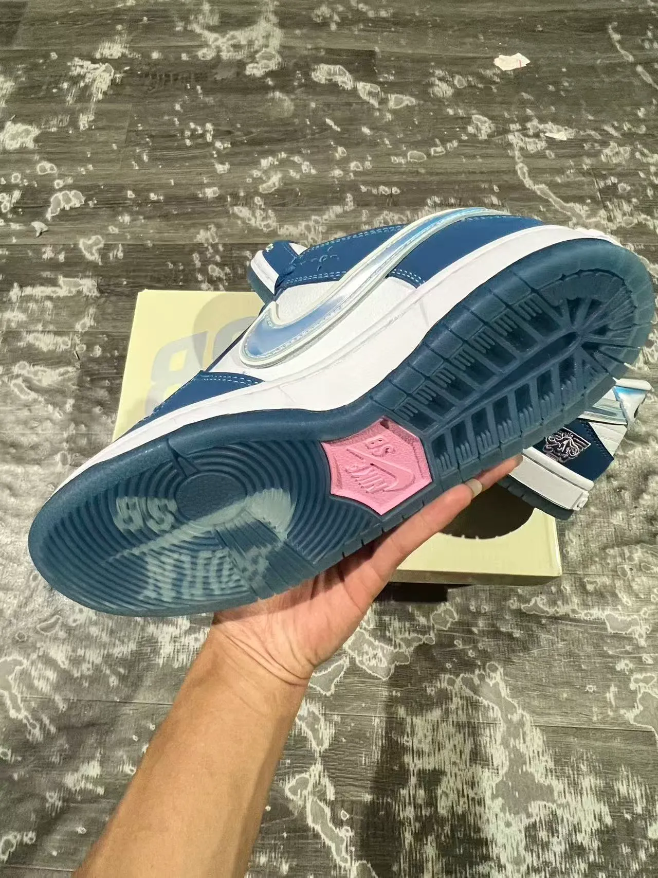 Nike SB Dunk Low Navy White Iridescent Swoosh أحذية تزلج على اللوح 8