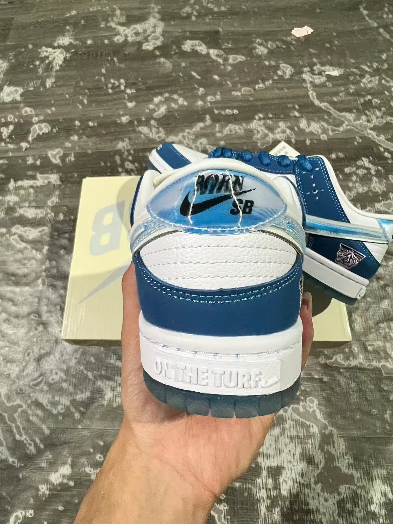 Nike SB Dunk Low Navy White Iridescent Swoosh أحذية تزلج على اللوح 10