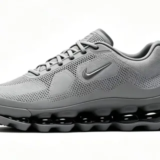 Nike Shox Gray Black Engineered Mesh Upper Perforated Overlay Panels Lifestyle Sneakers