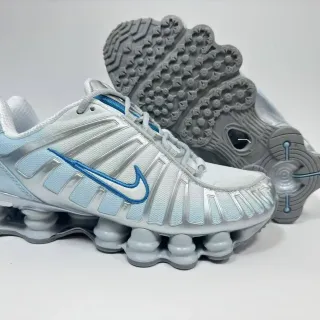 Nike Silver Blue Segmented Shox Column Midsole Metallic Synthetic Cage Lifestyle Sneakers