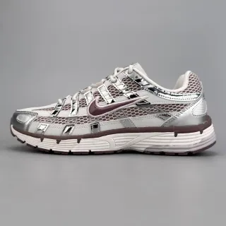 Nike Silver Burgundy Mesh And Synthetic Overlay Construction Metallic Accents Lifestyle Sneakers