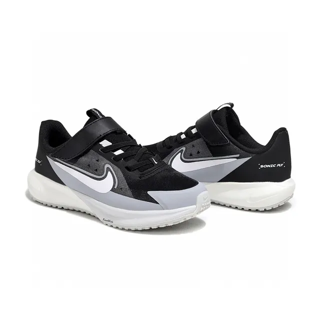 Nike Sonic RJ Black Gray White Kids Running Shoes 12