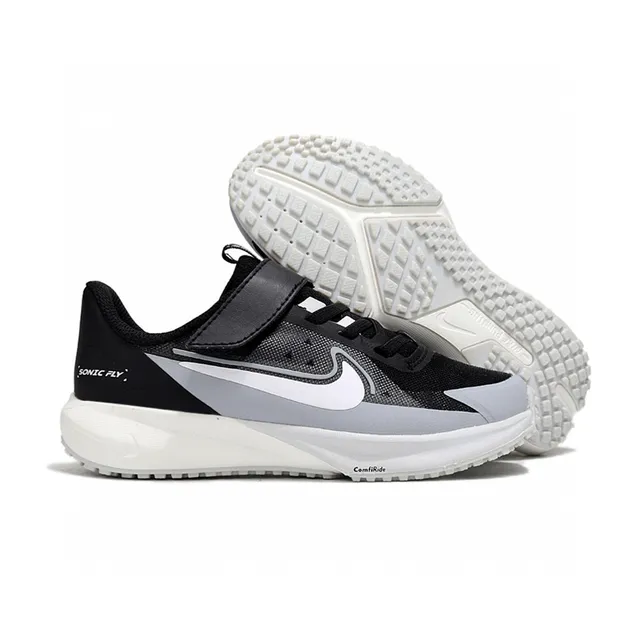 Nike Sonic RJ Black Gray White Kids Running Shoes 14