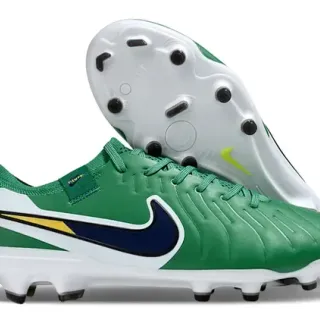 Nike Tiempo أخضر أبيض أزرق بحري أصفر Firm-Ground حذاء كرة القدم
