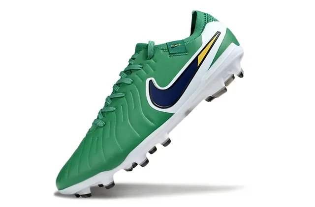 Nike Tiempo Vert Blanc Bleu marine Jaune Chaussures de football Firm-Ground 3