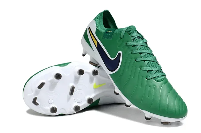 Nike Tiempo Vert Blanc Bleu marine Jaune Chaussures de football Firm-Ground 4