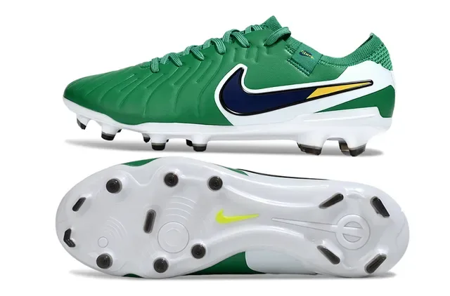Nike Tiempo Vert Blanc Bleu marine Jaune Chaussures de football Firm-Ground 6