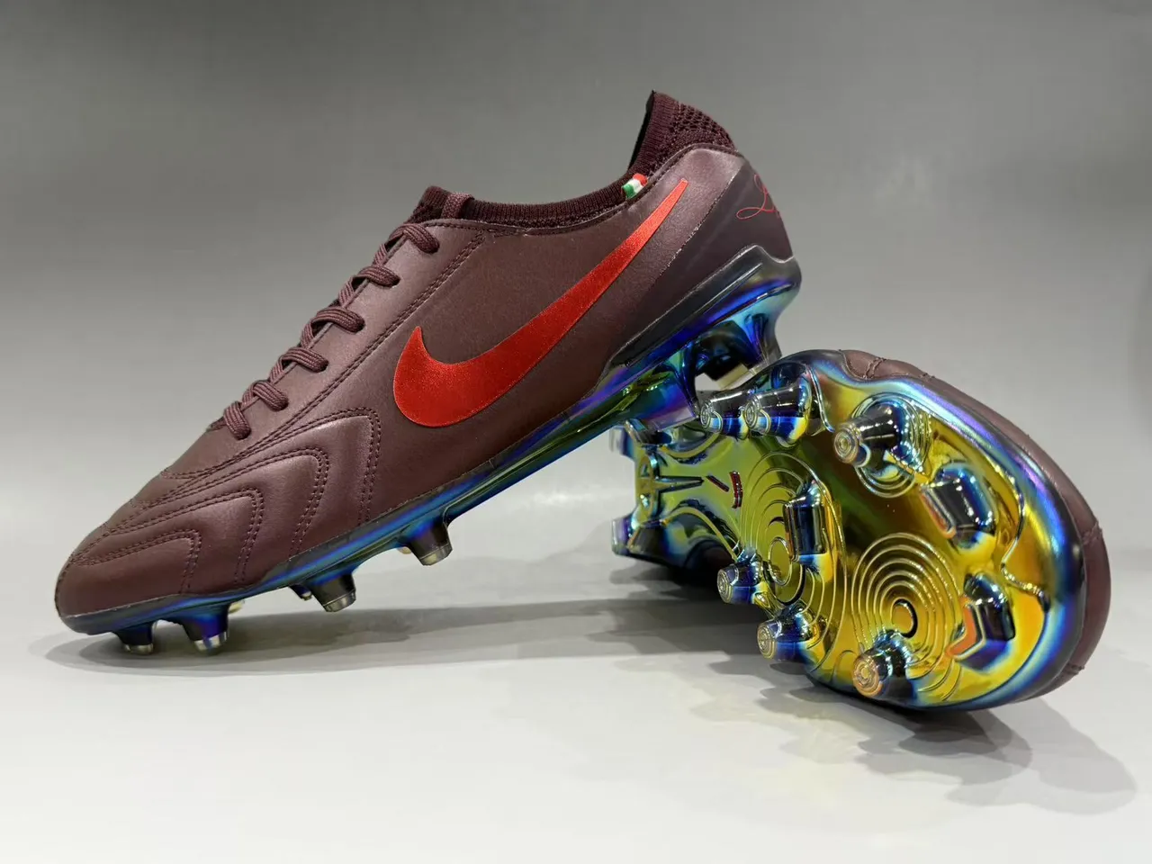 Nike Tiempo Legend Burgundy Red Iridescent Firm-Ground Soccer Shoes 2