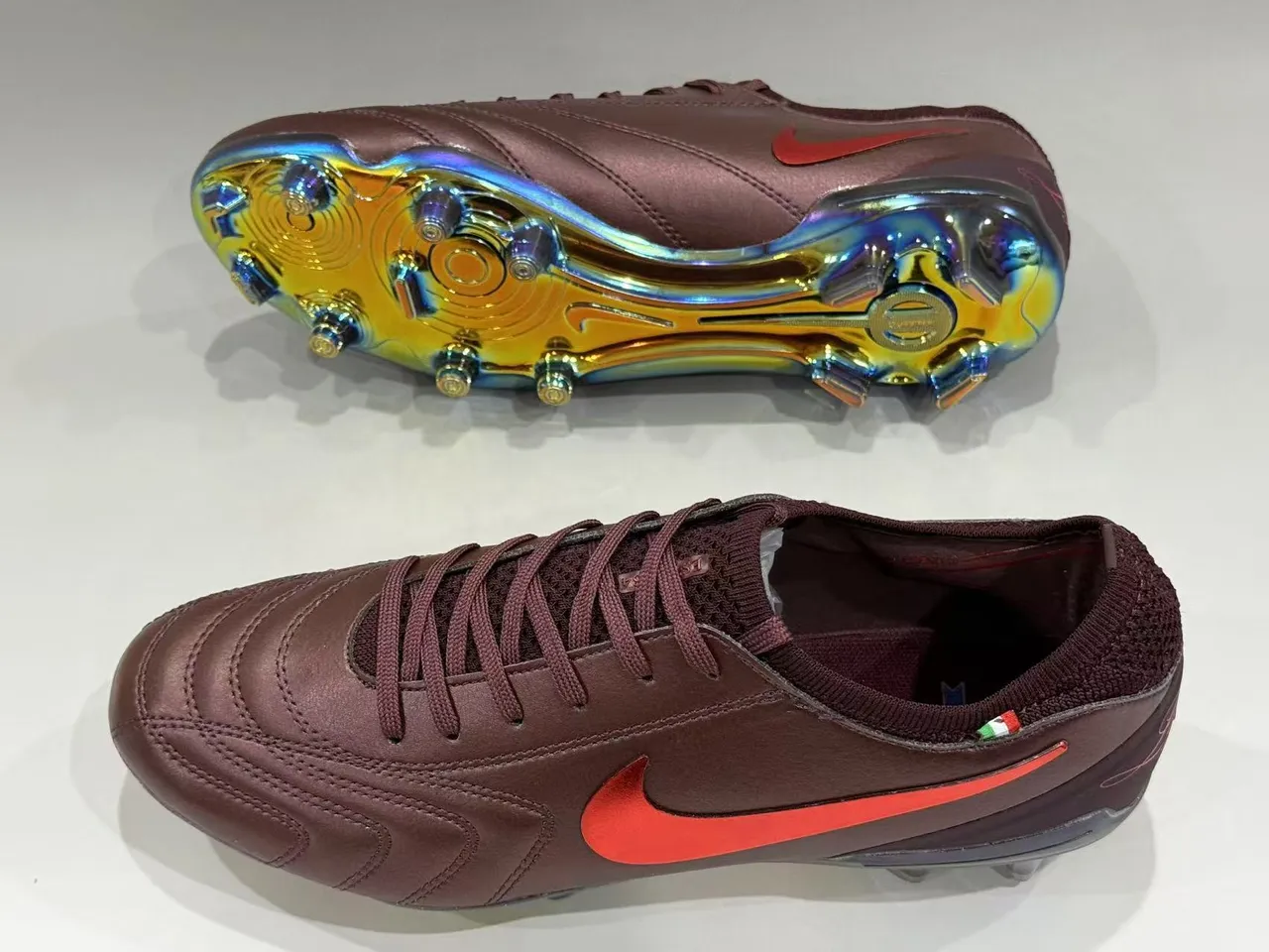Nike Tiempo Legend Burgundy Red Iridescent Firm-Ground Soccer Shoes 6