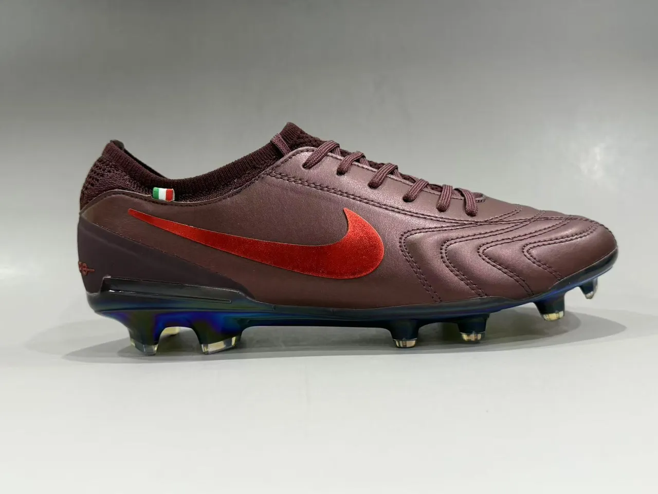 Nike Tiempo Legend Burgundy Red Iridescent Firm-Ground Soccer Shoes 9