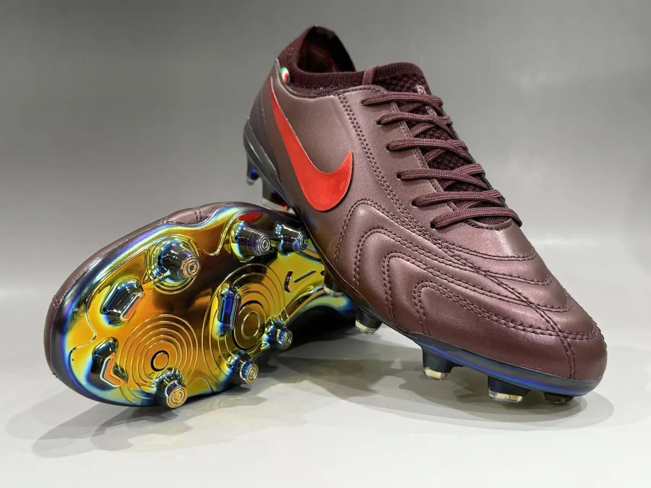 Nike Tiempo Legend Burgundy Red Iridescent Firm-Ground Soccer Shoes 10