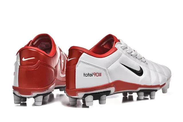 Nike Total 90 III Chaussures de football blanches rouges noires pour terrain ferme 5
