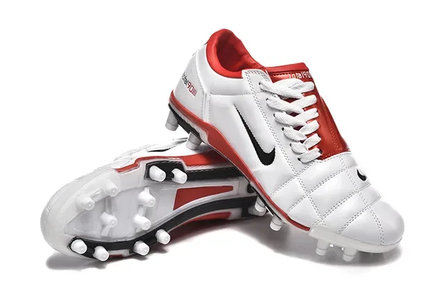 Nike Total 90 III Chaussures de football blanches rouges noires pour terrain ferme 7