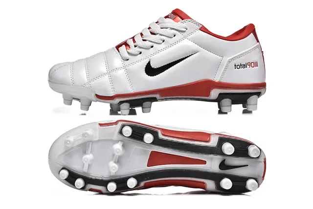 Nike Total 90 III Chaussures de football blanches rouges noires pour terrain ferme 9