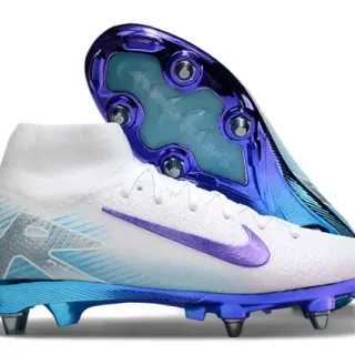 Nike Vapor أبيض أزرق عالي القطع محبوك تدرج قوس قزح أرض صلبة أحذية كرة قدم