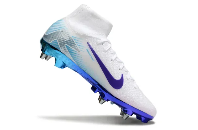 Nike Vapor أبيض أزرق عالي القطع محبوك تدرج قوس قزح أرض صلبة أحذية كرة قدم 2