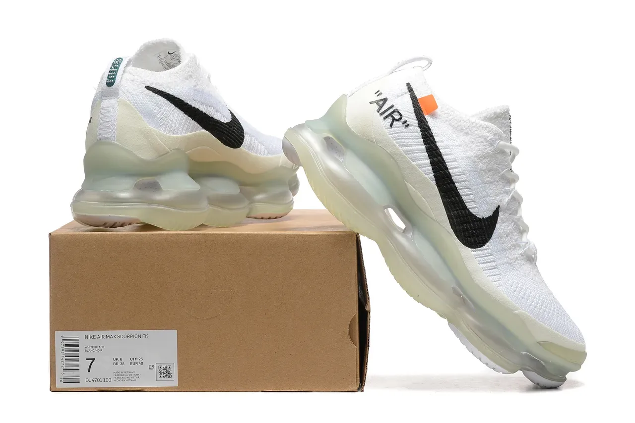 Nike White Black Flyknit Upper Full-Length Visible Air Unit Sole Lifestyle Sneakers 2