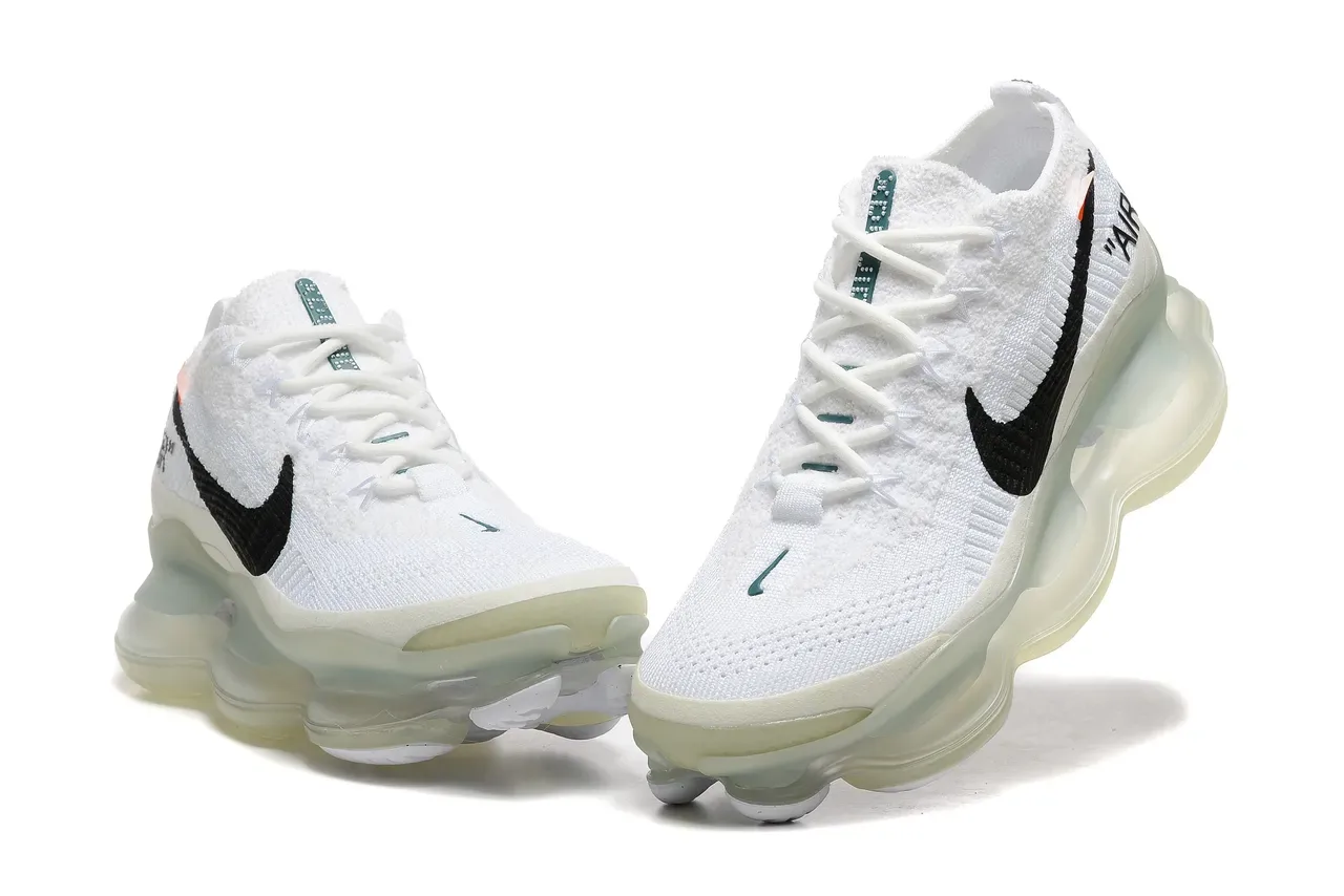 Nike White Black Flyknit Upper Full-Length Visible Air Unit Sole Lifestyle Sneakers 4