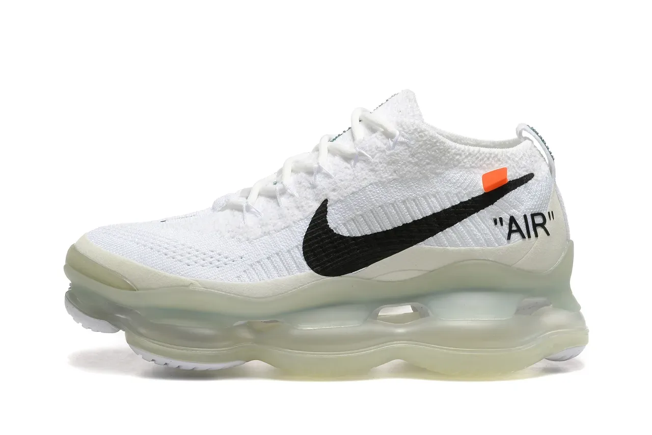 Nike White Black Flyknit Upper Full-Length Visible Air Unit Sole Lifestyle Sneakers 5