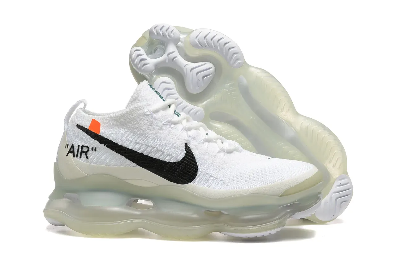 Nike White Black Flyknit Upper Full-Length Visible Air Unit Sole Lifestyle Sneakers 7