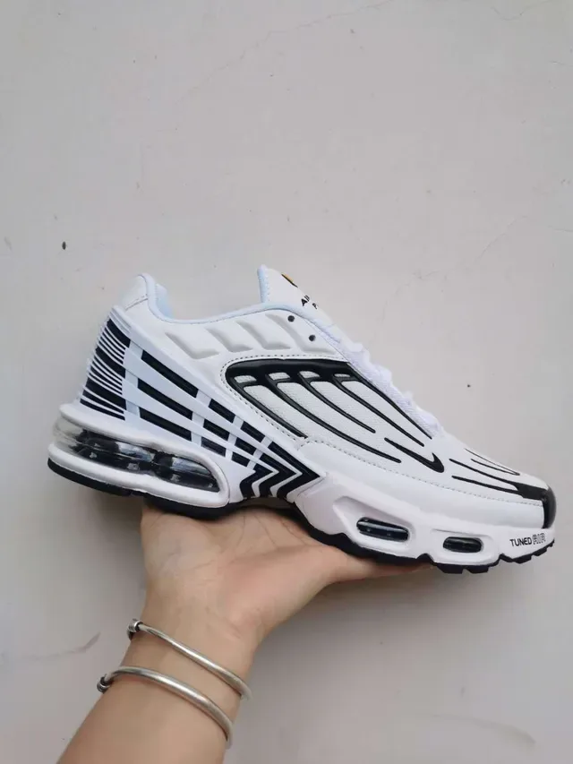 Nike White Black Layered Synthetic Cage Visible Tuned Air Units Lifestyle Sneakers 8