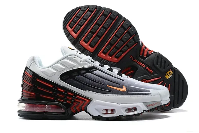 Nike White Black Layered Synthetic Mesh And TPU Upper Visible Tuned Air Cushioning Lifestyle Sneakers 2