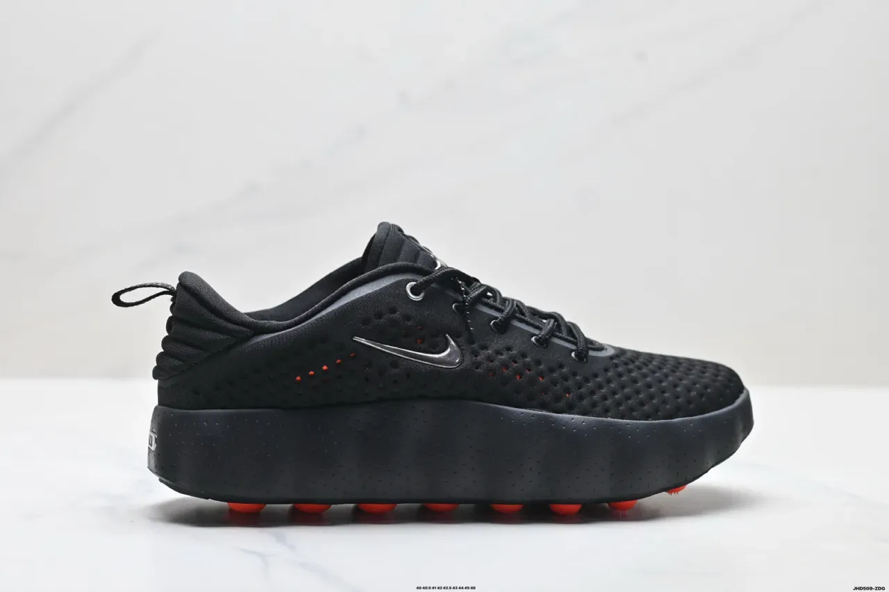 Nike White Black Perforated Knit Upper Sculpted Segmented Midsole Sneakers 2