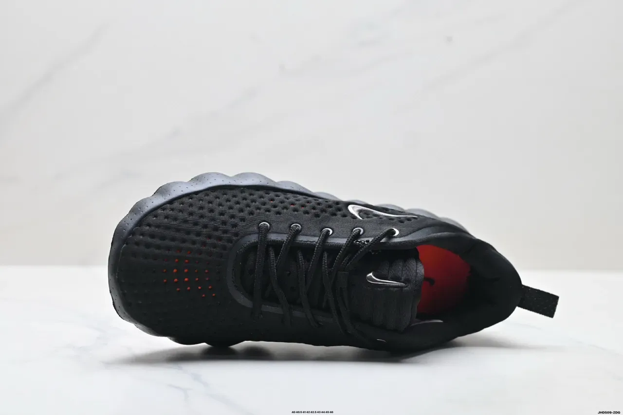 Nike White Black Perforated Knit Upper Sculpted Segmented Midsole Sneakers 3