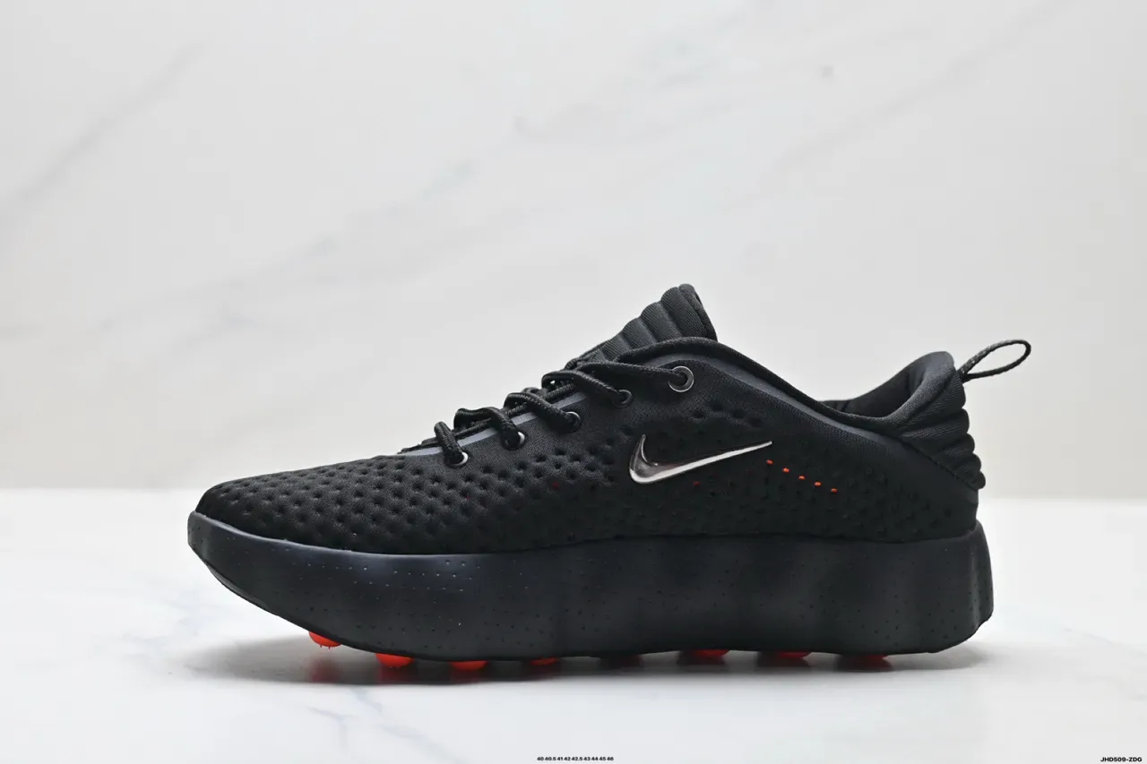 Nike White Black Perforated Knit Upper Sculpted Segmented Midsole Sneakers 4