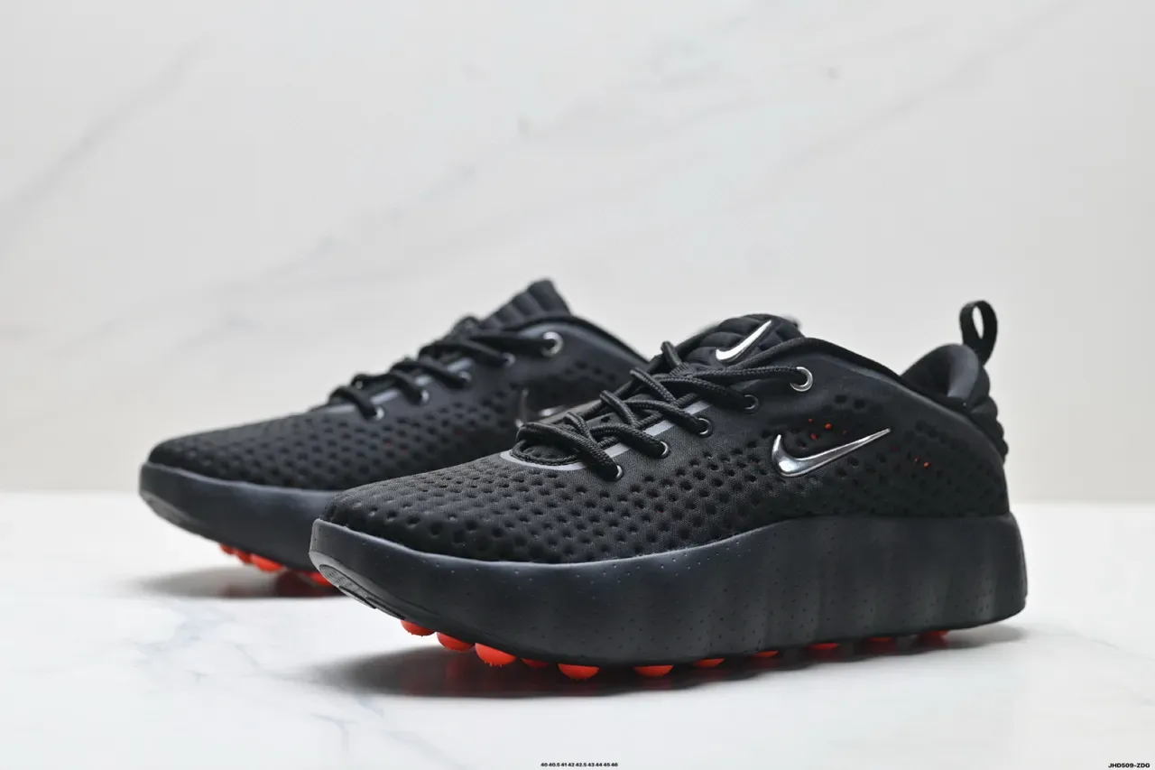 Nike White Black Perforated Knit Upper Sculpted Segmented Midsole Sneakers 5