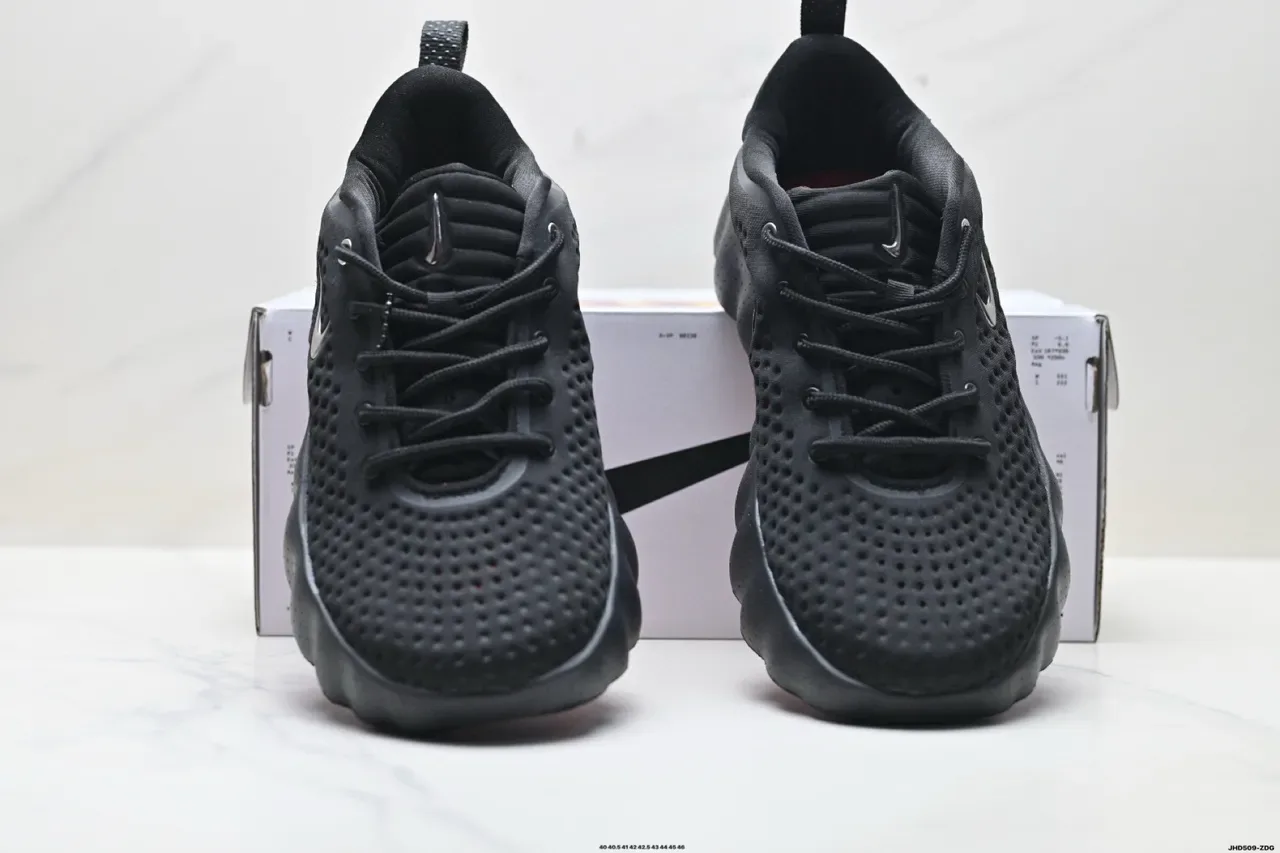 Nike White Black Perforated Knit Upper Sculpted Segmented Midsole Sneakers 8