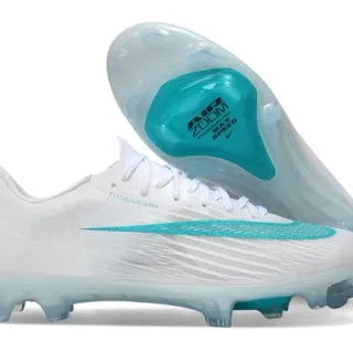 Nike White Blue Flyweave Knit Upper Air Zoom Heel Unit Firm-Ground Soccer Shoes