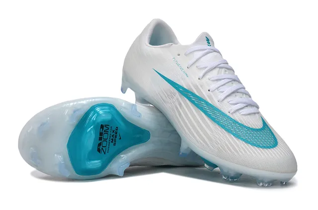 Nike White Blue Flyweave Knit Upper Air Zoom Heel Unit Firm-Ground Soccer Shoes 2