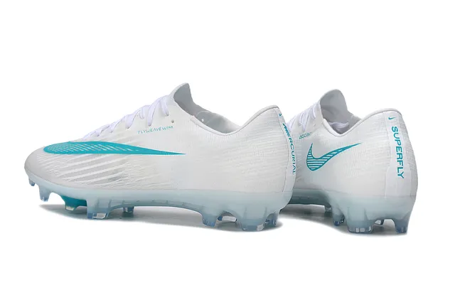Nike White Blue Flyweave Knit Upper Air Zoom Heel Unit Firm-Ground Soccer Shoes 4