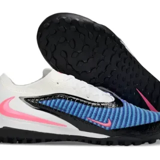نيكي أحذية كرة القدم Turf أبيض وأزرق Low-Cut Knit Upper