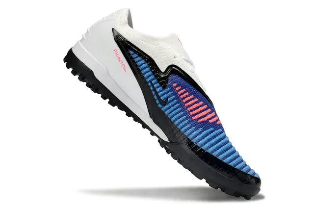 Nike Sapatos de futebol Turf com upper de malha baixo branco e azul 2