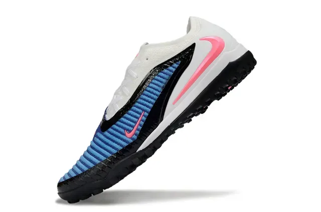 Nike Sapatos de futebol Turf com upper de malha baixo branco e azul 3