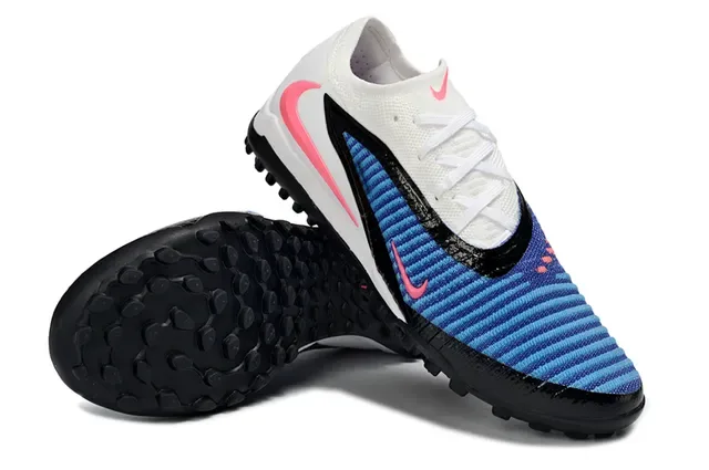 Nike Sapatos de futebol Turf com upper de malha baixo branco e azul 4