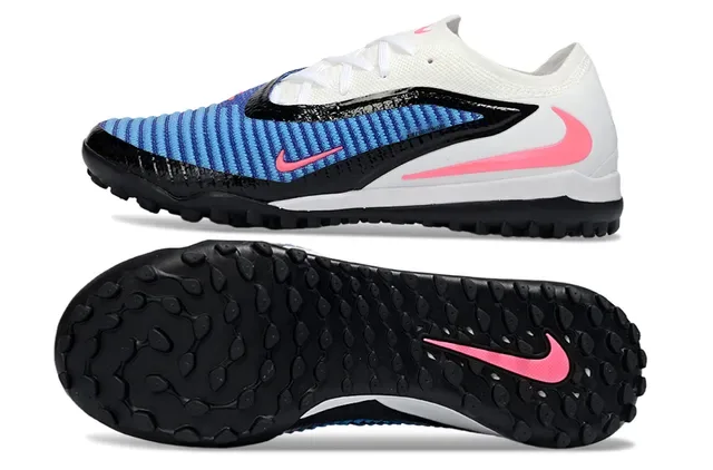 Nike Sapatos de futebol Turf com upper de malha baixo branco e azul 7