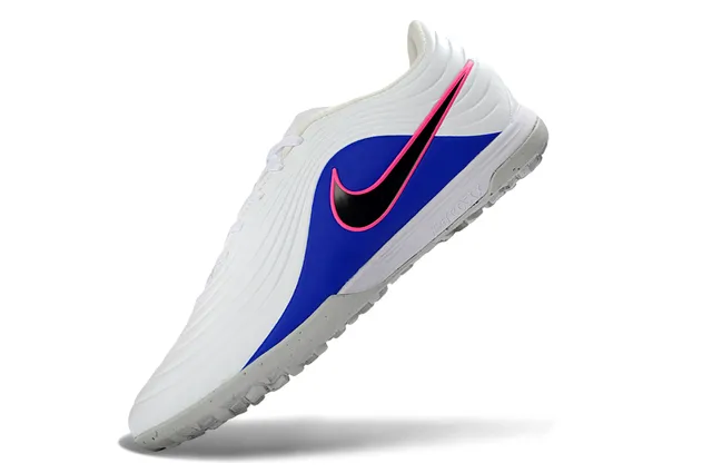 Nike Branco Azul Low-Cut Sintético Superior Ribbed Forefoot Overlay Turf Sapatos de Futebol para Gramado 12