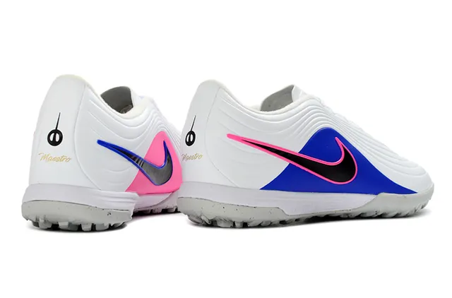 Nike Branco Azul Low-Cut Sintético Superior Ribbed Forefoot Overlay Turf Sapatos de Futebol para Gramado 15